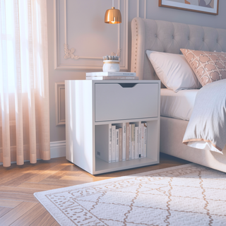 Sunvega 50x40x60 cm Nightstand End Table with Spacious Sliding Drawer