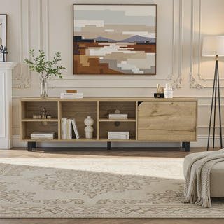 Sunvega TV Stand with Four Open Shelves and Five Legs for TVs up to 70 Inches