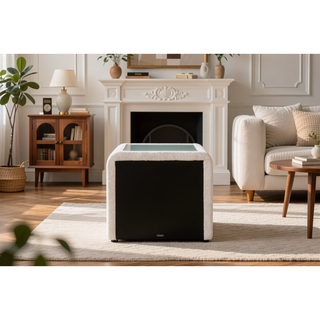 Sunvega White Teddy Sherpa Nightstand With Chrome Crystal Knob And Glass Top