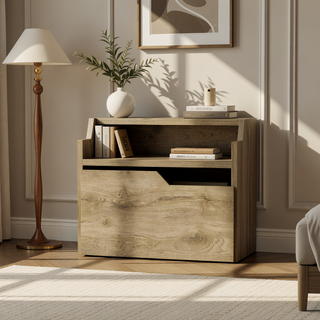 Sunvega Floating Nightstand with Spacious Drawer and Two-Tier Top for Bedroom Storage