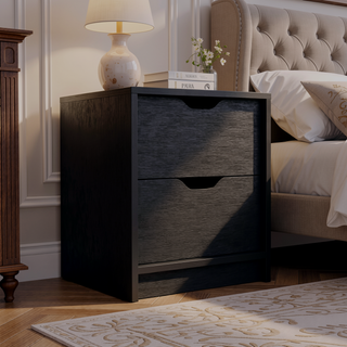 Sunvega White Double Drawer Nightstand with Large Top Surface and Spacious Storage