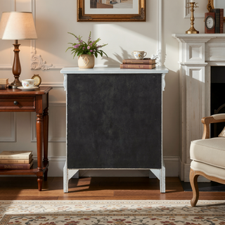 Sunvega Classic Traditional Black Finish 2-Drawers Nightstand with Metal Handle