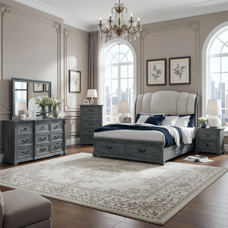 Sunvega Contemporary Dresser with Spacious Drawers and Geometric Design Legs