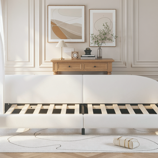 Sunvega Twin Size Upholstered Rabbit-Shape Princess Platform Bed with Headboard
