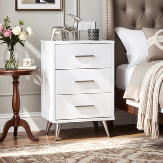Sunvega Midcentury Modern Nightstand with Ample Drawer Storage for Bedroom