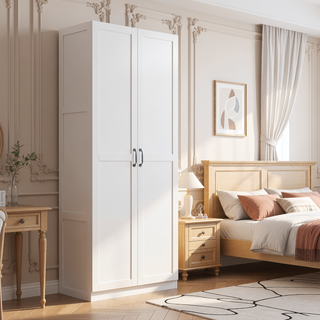 Sunvega Modern Free Standing Wardrobe Closet with 4 Large Adjustable Shelves