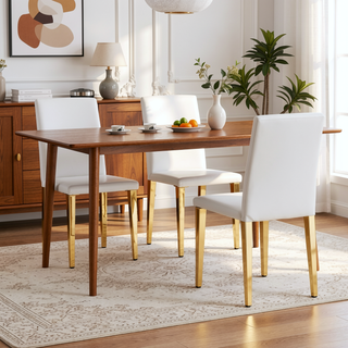 Sunvega Black Leather Chairs with Chrome Legs for Modern Minimalist Home Dining Set