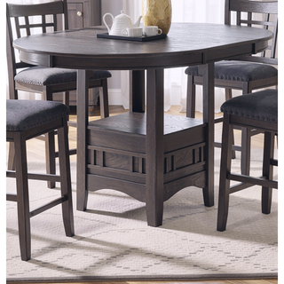 Sunvega Round Counter Height Dining Table with Leaf and Open Storage Base