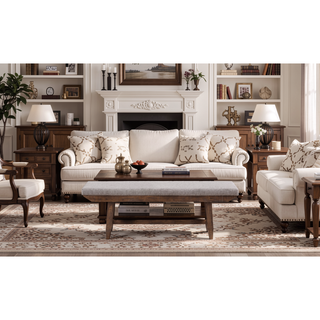 Sunvega Rustic Driftwood Finish Pine and Rubberwood Upholstered Bench
