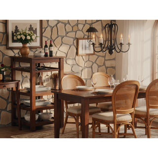 Sunvega Round Counter Height Table with 2 Drop Leaves and Stemware Rack