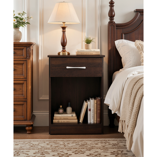 Sunvega Wenge Nightstand With Sleep Design For Bedroom Storage