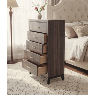 Sunvega Rustic Grey Oak Modern Nightstand with 2 Drawers Bedroom Furniture