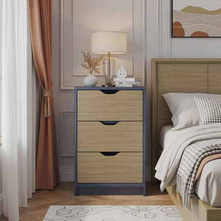 Sunvega Bennett Dresser with One Drawer and Five Shelves in Alby Blue and Natural Oak