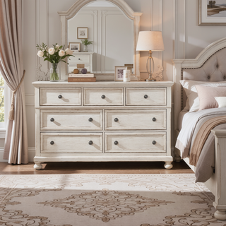 Sunvega Antique Brown Finish Nightstand with Hidden Drawer and Bun Feet