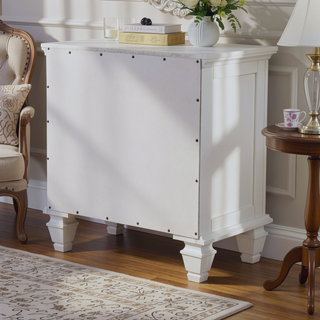 Sunvega Cream White Cottage-Inspired 3-Drawer Nightstand with Slide-Out Tray