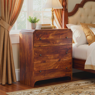 Sunvega Handcrafted Chestnut Mango Wood Chest with Three Spacious Drawers
