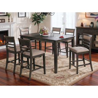 Sunvega 7-Piece Weathered Gray and Beige Transitional Counter Height Dining Set