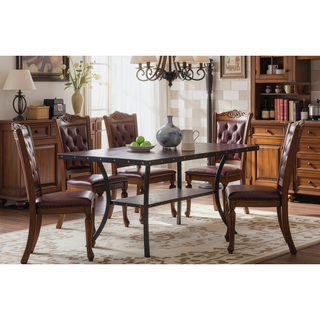 Sunvega Contemporary Natural Wood Rectangular Dining Table with Storage Shelve