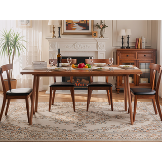 Sunvega Mid-Century Modern Rattan Bench with Natural Finish for Kitchen Dining