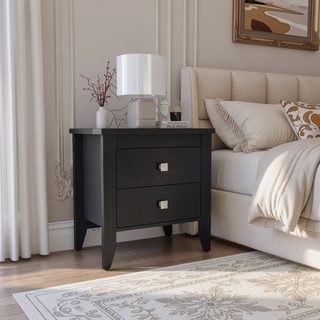 Sunvega Modern Wengue Finish 2-Drawer Nightstand with Four Legs
