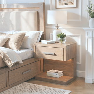 Sunvega Modern Barley Brown Nightstand with LED Light and Open Shelf