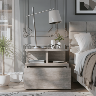 Sunvega Floating Nightstand with Large Drawer and Multiple Shelves for Storage or Decor