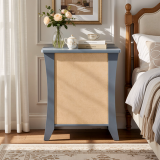 Sunvega Grey Nightstand with 2 Drawers and Open Shelving for Bedroom Storage