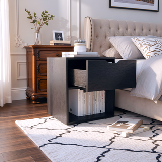 Sunvega 50x40x60 cm Nightstand End Table with Spacious Sliding Drawer