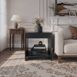 Sunvega Minimalistic Nightstand with Open Shelf for Small Spaces