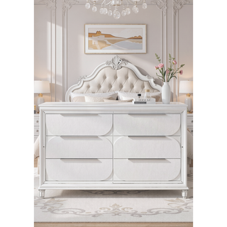 Sunvega Modern Pearl White Finish Nightstand with Spacious Drawers and Acrylic Legs