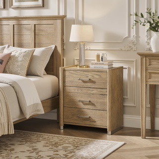 Sunvega Sarai Brown Nightstand with Spacious Drawers and Acrylic Handles