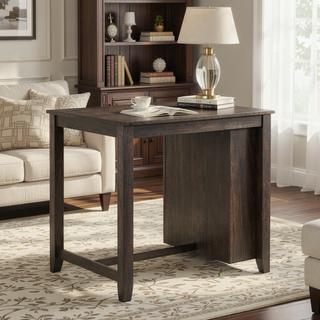 Sunvega Counter Height Dining Set with Display Shelf USB Ports and Fabric Chairs