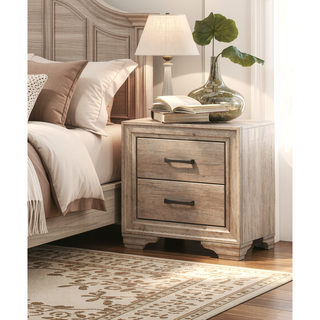 Sunvega Natural Finish Melamine Laminate Nightstand with 2 Dovetail Drawers
