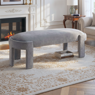 Sunvega Green Velvet Upholstered Bench with Foam Cushioned Seat and Durable Plywood Frame