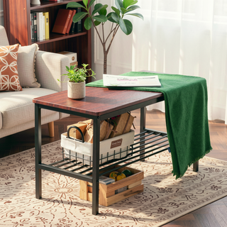 Sunvega Industrial Dining Table Set with Bench and Storage Rack for Kitchen Dinette