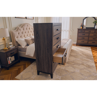Sunvega Gray Wood Chest with 5 Drawers for Modern or Traditional Spaces