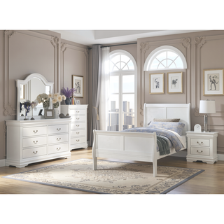 Sunvega White Louis Philip Style Chest with Five Drawers and Soft Close Glide