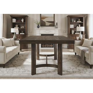Sunvega Weathered Oak Finish Dining Table with Sleek Wood Veneer and Robust Construction