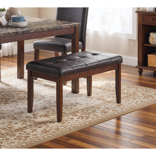 Sunvega Espresso Brown Finish Faux Marble Top Dining Table with 4 Cushioned Chairs