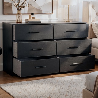 Sunvega Sturdy MDF Frame Dresser with Six Spacious Fabric Drawers