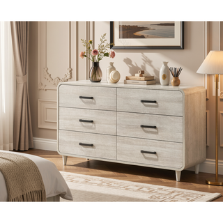Sunvega Contemporary Antique White Nightstand with Two Drawers and Rounded Edges