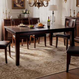 Sunvega Cherry Finish Wood Frame Bench with Dark Brown Faux Leather Upholstered Seat