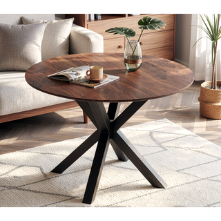 Sunvega Mid-century Dining Table for 4-6 People With Round MDF Top