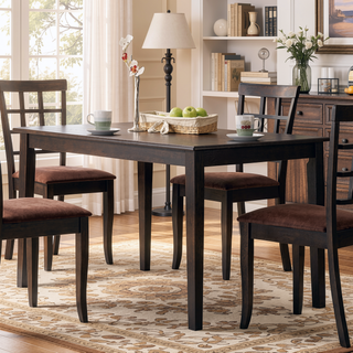 Sunvega Espresso Finish Transitional Rectangular Wooden Dining Table