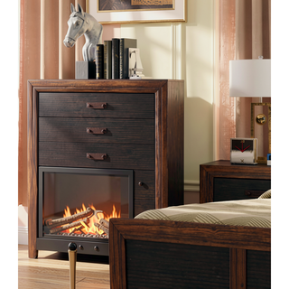 Sunvega Rustic Buckeye with Black Finish Five-Drawer Chest No Assembly Required