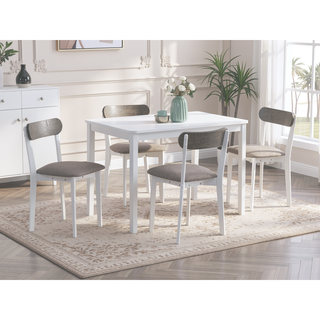 Sunvega White and Gray Finish 5 Piece Dining Set with Rectangular Table