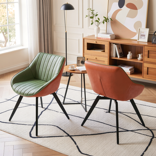 Sunvega Modern PU Leather Dining Chairs Set of 2 with Black Metal Legs for Kitchen