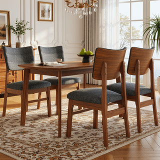 Sunvega Modern Rubberwood Dining Table with Oval Top for Kitchen and Dining Room