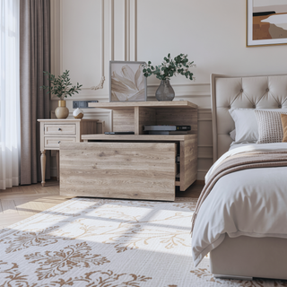 Sunvega Macadamia 2-Tier Shelf Floating Nightstand with Wall-Mount for Bedroom Storage