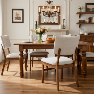 Sunvega Modern Rubberwood Dining Table with Oval Top for Kitchen and Dining Room